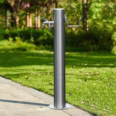 Waterkolom met kraan - Buiten kraan - Tuin besproeien - Roestvrij staal - 50 cm hoog - Zilverkleurig