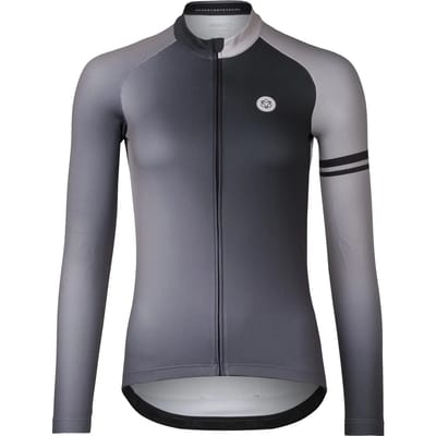 AGU Gradient - Fietsshirt Lange Mouwen - Wielrenshirt - Dames - Zwart - Ademend Polyester - YKK Rits - 3 Achterzakken - XS