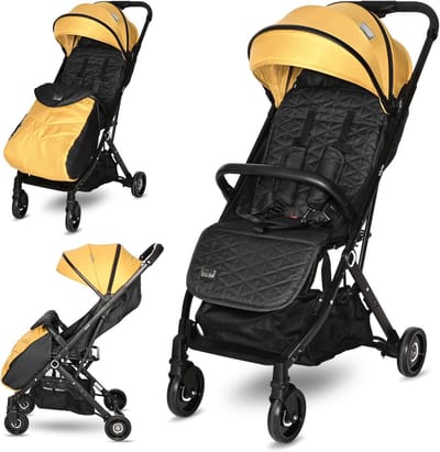 Compacte Inklapbare Kinderwagen - Lichtgewicht Buggy tot 15 kg, Perfect voor Vliegreizen, Geel