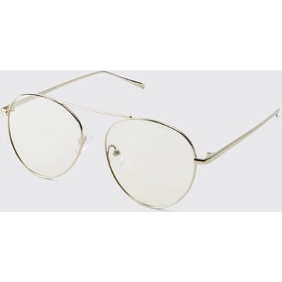Clear Frame Grandad Glasses Sunglasses | Gold