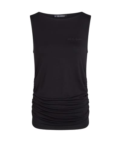 Karl Lagerfeld Boat Neck Ruched Detail Top Black Taglia: M | Canottiere Outlet | Donna | Nero