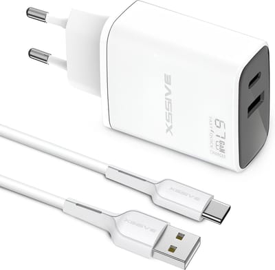 Dual GaN Charger + USB naar USB-C Kabel - 1 Meter - Quick en Fast Charge - Snellader
