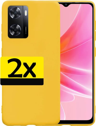 Hoesje - 2 Stuks - Geschikt voor OPPO A57s - Sterk & Shockproof - Case Siliconen - Back Cover - Telefoon Hoes - Telefoonhoesjes - Geel