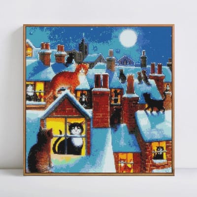 Vente Broderie Diamant 5D DIY Scénique Neige Peinture Diamant Diamants Ronds Complets 30x30CM blue