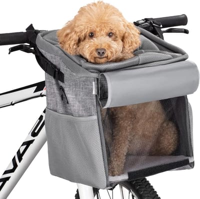 Pet Carrier for Bicycle - Basket for Dogs or Cats - Bag with Shoulder Strap for Cycling, Hiking, Travel