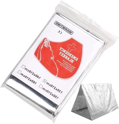 Thermische deken - Nooddeken Poncho - Outdoor avonturen - Aluminiumfolie isolatie - 130x210cm - Zilver