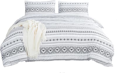 Beddengoedset met ritssluiting, 100% polyester, Boheems patroon, dekbedovertrek 180 x 220 cm, laken 230 x 230 cm en 2 kussenslopen 48 x 74 cm, ideaal voor een stijlvolle slaapkamer en comfort