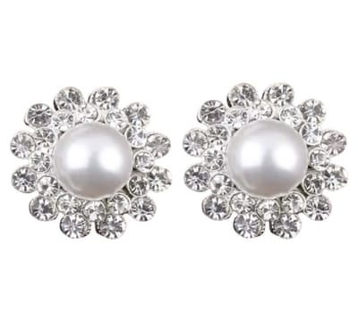 Clip oorbellen - Strass- parel look- zilverkleur- geen gaatje- Charme Bijoux