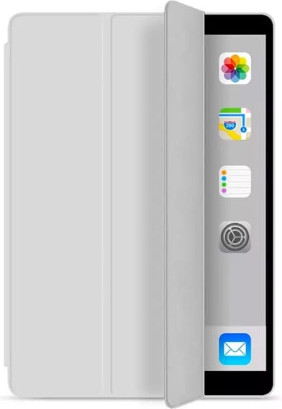 Mobiq Flexibele Tri-folio hoes geschikt voor Apple iPad 10.2 inch - 2021 - 2020 - 2019 hoes - Generatie 7 / 8 / 9 - Siliconen Case - TriFolio - Smart cover grijs