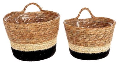 HBX natural living plantenmand opbergmand Makka set a 2 kunststof.