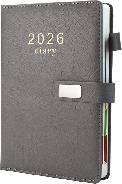 Planner 2026 A5 - Dagboek met Pagina per Dag, Maandplanner & Tabs - Jaarplanner Kunstleer