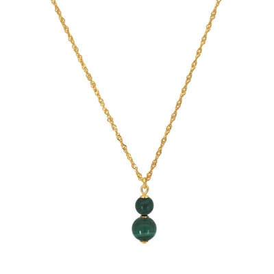 ARLIZI 2444 Ketting groen malachiet kralen hanger - verguld - 46 cm