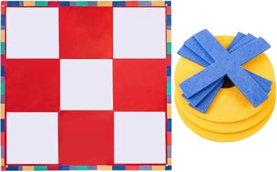 Tíc Täc Toè Spel - Buitenspel Tuinspel - Familie Plezier - Waterdicht Vilt Materiaal - 110x110cm Bord - Rood
