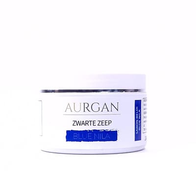 Aurgan Zwarte Zeep Blue Nila - 200 Gram - Diepreinigende Hammamzeep - Exolfierende zeep - Verwijdert Dode huidcellen