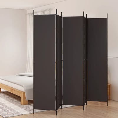 vidaXL - Kamerscherm - met - 5 - panelen - 250x220 - cm - stof - bruin