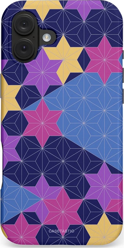 Casetastic hoesje geschikt voor Apple iPhone 16 Plus - MagSafe - Dubbellaagse bescherming - Sterrenlijn - Fashion Case - Donkerblauw Lavendel Beige Roze