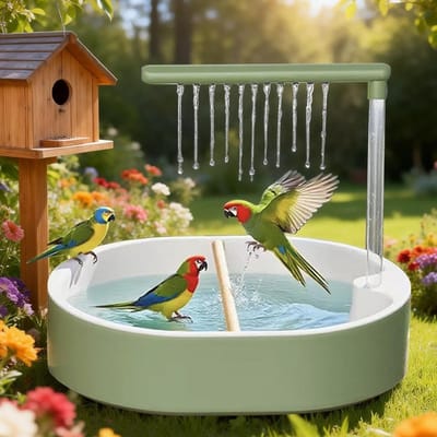 Automatische Vogelbad met USB, Circulatie van Regenwater voor Parkieten en Papegaaien, 32 x 28 cm, Ideaal voor Inseparable Parkieten en Macaws