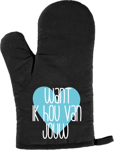 Bellatio Decorations Ovenwant voor volwassenen - want ik hou van jouw - zwart - verjaardag - cadeau