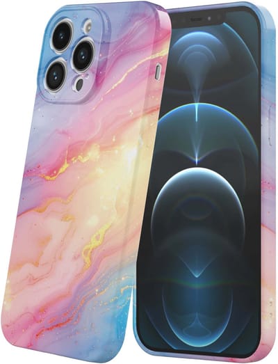 Smartphonica Telefoonhoesje Geschikt voor iPhone 12 Pro met Regenboog Glitter Marmer Opdruk - Flexibel Softcase TPU - Backcover Case Rainbow Sparkling Marble Design geschikt voor iPhone 12 Pro