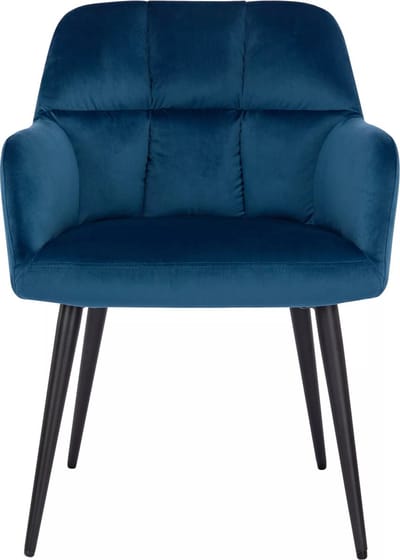 Vente-unique Set van 2 stoelen PEGA - Met armleuningen - Fluweel en metaal - Blauw