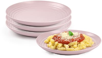 Plasticforte Rond bord/camping bord - 4x - D20 cm - roze - kunststof - onbreekbaar - servies