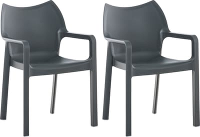 CLP Diva Set van 2 tuinstoelen - Stapelbaar - Weerbestendig - Met armleuningen - donkergrijs