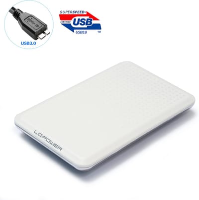 LC-POWER® 2,5 inch SATA Externe harde schijf behuizing Externe Behuizing voor 2.5'' inch SATA HDD/SSD - Schroefloos - HDD Hoogte tot 7mm - Wit