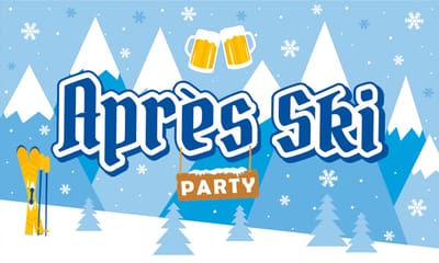 Q2P – Apres Ski Gevelvlag – 150×90 cm XXL – Apres Ski Versiering - Vlaggenlijn – Binnen & Buiten - Vlag - Decoratie