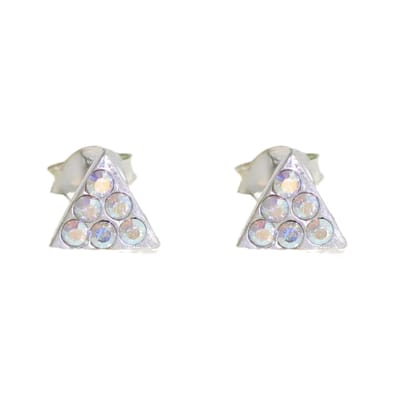 Behave - Oorbellen - 925 Sterling Zilveren Kleine Driehoekige Oorstekers - multi kleur AB-Kristal steentjes