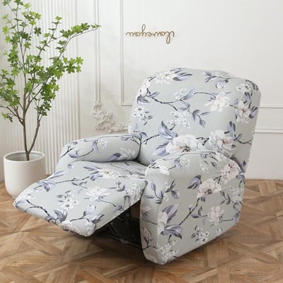 LANMOLIF Bedrukte Relaxfauteuilhoes met Zakken Enkele Relaxfauteuil Slipcover 4-Delig LazyBoy Relaxfauteuil Meubelbeschermer voor Kind Huisdier 1 PC