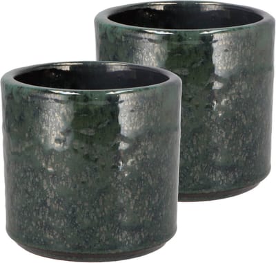 DK Design Bloempot model Green Glaze - 2x - groen - D12 x H13 cm - glanzend