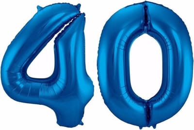 Cijfer 40 ballon blauw 86 cm