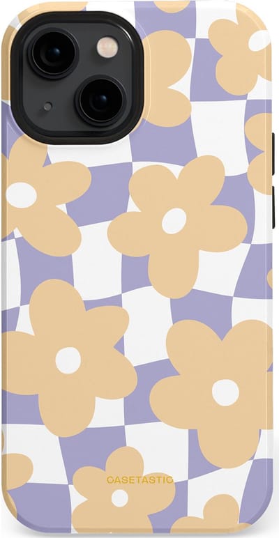 Casetastic hoesje geschikt voor Apple iPhone 13 mini - MagSafe - Dubbellaagse bescherming - Madeliefjes feest - Fashion Case - Zand Wit Lila Zilver