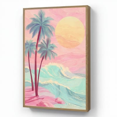 Wandlamp 70x100 cm - Oplaadbaar - Palmbomen - Golven - Zee - Wandlampen binnen woonkamer - Slaapkamer lamp - Decoratieve nachtlamp - Vloerlamp draadloos