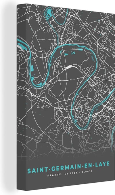 Canvas Schilderij Saint-Germain-en-Laye - Stadskaart - Kaart - Plattegrond - Frankrijk - 20x30 cm - Wanddecoratie