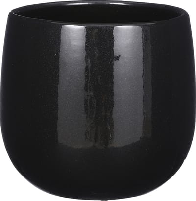 Mica Decorations Plantenpot/bloempot - keramiek - zwart - licht gevlekt - D21 x H19 cm
