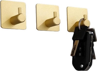 New Age Devi - Handdoekhaakjes, zelfklevende wandhaakjes en multifunctionele set van 4, creëer je een gouden oase van rust en ruimte in je badkamer.