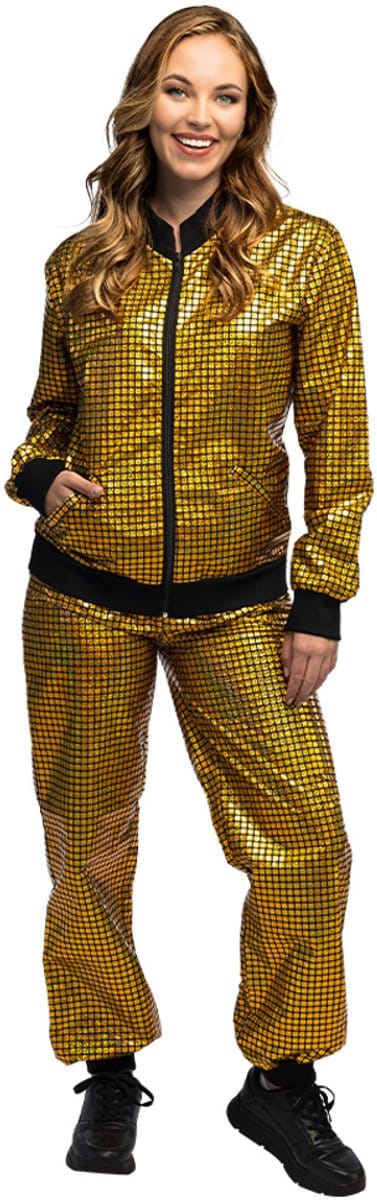 Boland - Trainingspak Disco diamond babe goud (L) - Volwassenen - Danser/danseres - Old School - Gabber - Foute Party - Themafeest - Carnaval