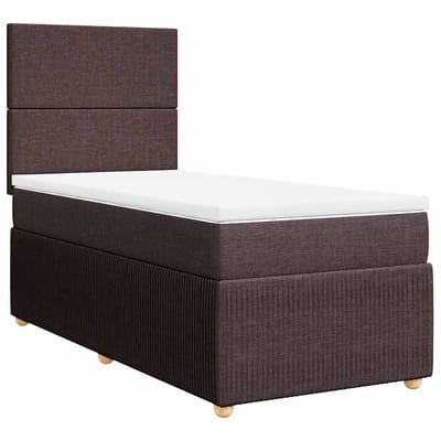 vidaXL - Boxspring - met - matras - stof - donkerbruin - 90x200 - cm