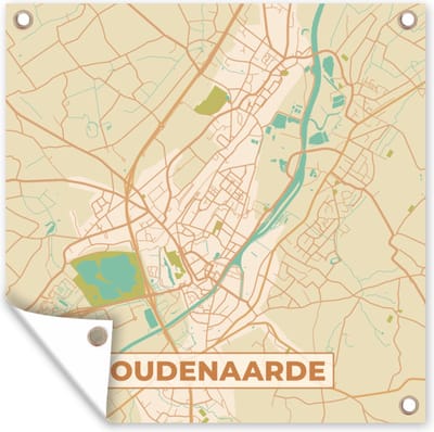 Tuin poster Kaart - Plattegrond - Oudenaarde - Stadskaart - Vintage - 200x200 cm - Tuindoek