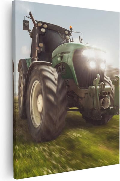 Artaza Canvas Schilderij Tractor Op Akker - 40x50 cm - Wanddecoratie Landbouw - Muurdecoratie Boerderij - Kamer Accessoires