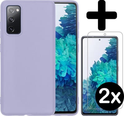 Hoesje - Met 2x Screenprotector - Geschikt voor Samsung Galaxy S20 FE - Sterk & Shockproof - Telefoon Hoes - Back Cover - Siliconen Case - Telefoonhoes - Lila