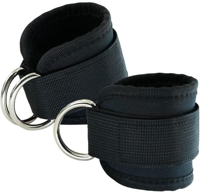 Allecto Plus - 2 stuks voetlussen D-ring voetmanchetten voor gym workouts aan kabelmachines met verstelbare voetriemen