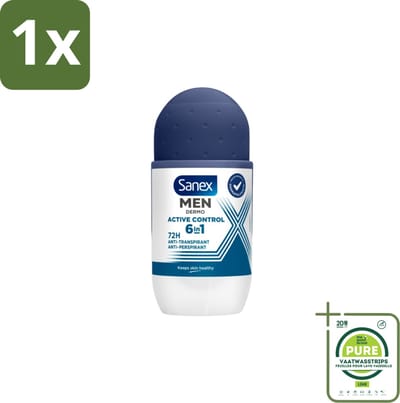 1 x Sanex Deodorant Roller Men Active Control 53 ml - Deodorant Voor Mannen - Zweetbehandeling - Okselbescherming - Huidcomfort - Anti-irritatie