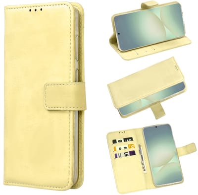 Casemania Hoesje Geschikt voor Samsung Galaxy A17 - Geel - Portemonnee Book Case - Pasjeshouder en Magnetische Sluiting