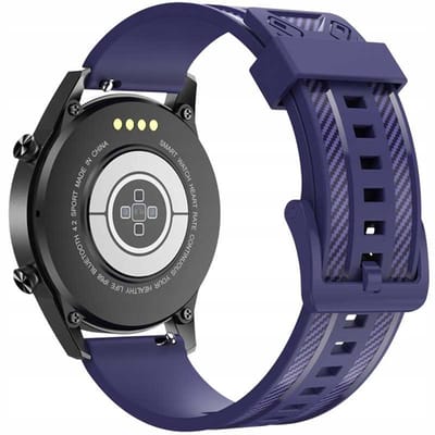Spacecase Horlogeband 22Mm Blauw Leer Voor Apple Watch 1 2 3 4 5 6 Se