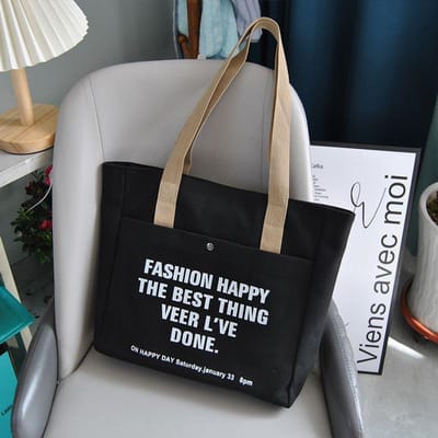 Sac à main pour femme Design de niche Sac à bandoulière polyvalent en toile École Shopping Grande capacité Sac d'école 32*8*32cm noir