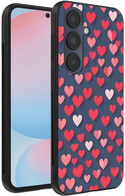 Smartphonica Telefoonhoesje Geschikt voor Samsung Galaxy S24 FE met Roze en Rode Hartjes Opdruk - TPU Backcover Case With Rosé and Red Heart Design geschikt voor Samsung Galaxy S24 FE