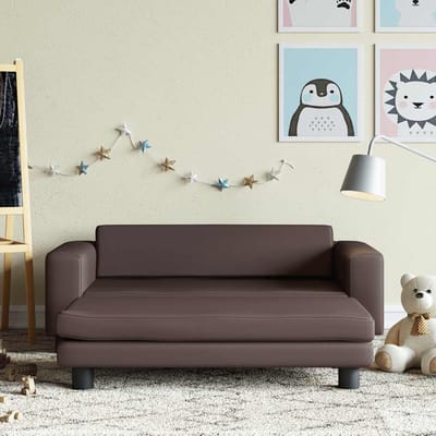 vidaXL - Kinderbank - met - voetensteun - 100x50x30 - cm - kunstleer - bruin