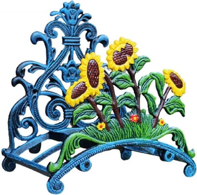 Gietijzeren Slanghouder - Stevige Hanger - Tuin Organiseren - Europees Tulpenpatroon - 35M Slang Capaciteit - Zwart